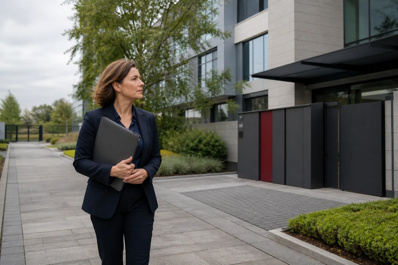 Security consultant inspecting a commercial property
