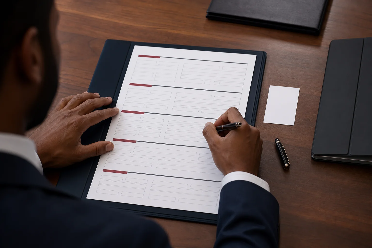 Client completing a service request form