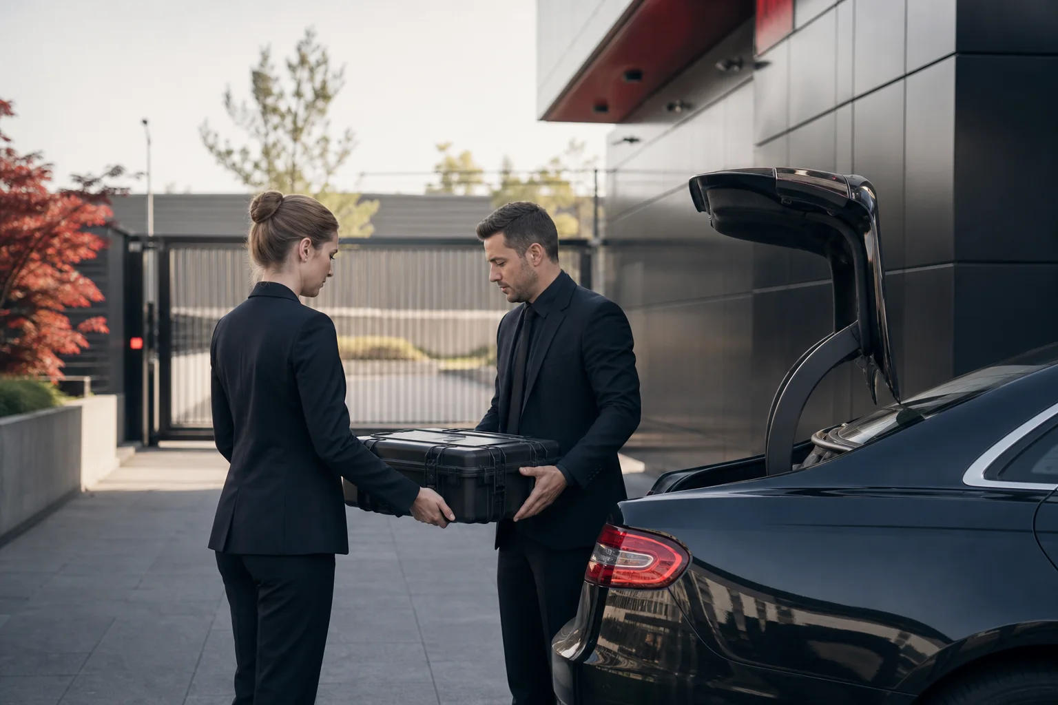 Security specialists completing an asset handover